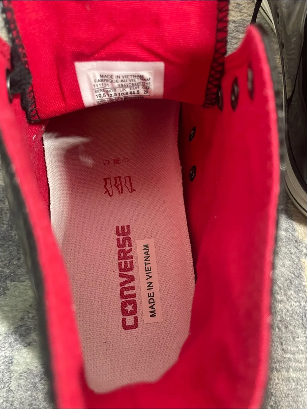 Converse Black High-Top Sneakers with Red Lining - Picture 5 of 7
